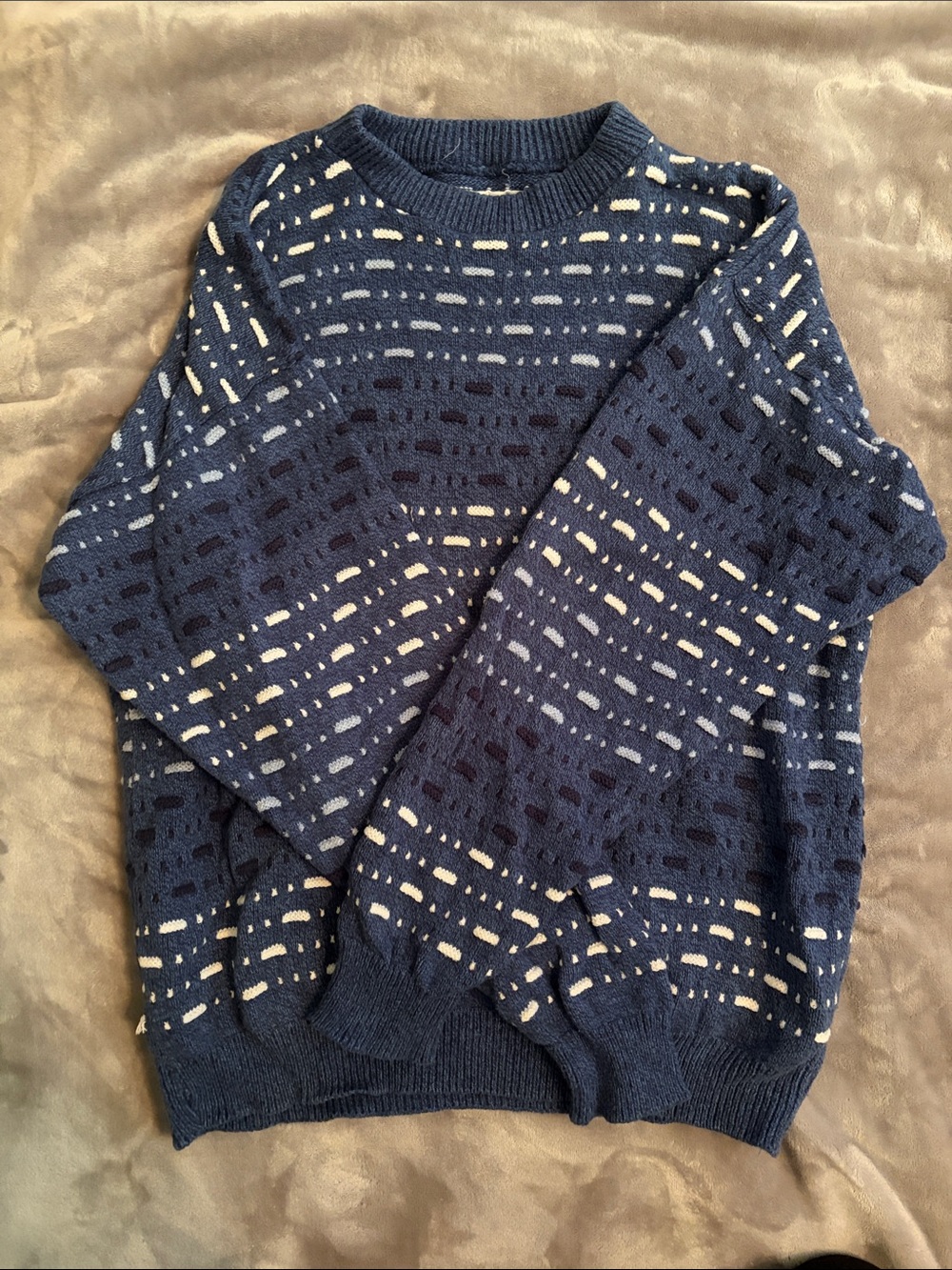 Women's Navy Patterned Knit Sweater
